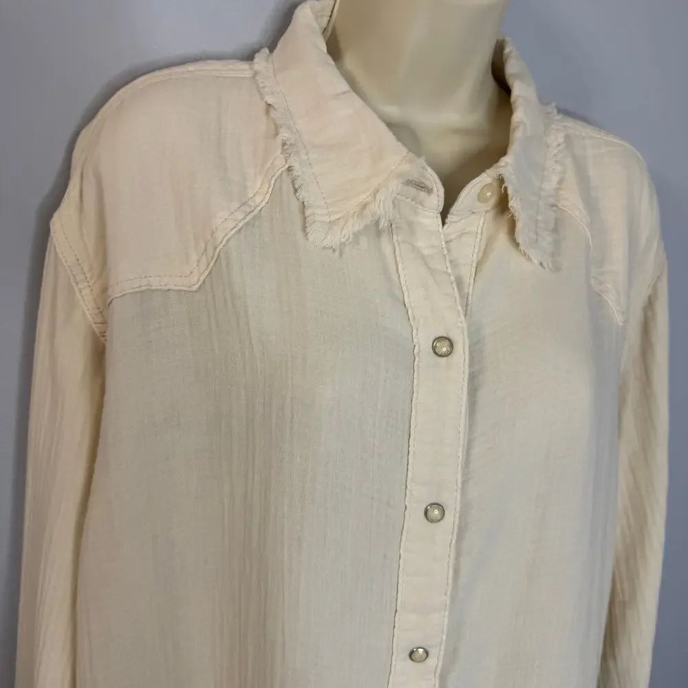 Wrangler x Lainey Wilson Gauzy Dip-Dye Western Snap Shirt Rodeo Rancho Women's L - Picture 3 of 15